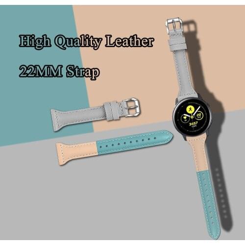 Tricolor Leather Watchband 22MM Strap For Samsung Gear S3 Frontier/Classic Galaxy Watch 46MM Watch Band For Huawei GT/GT 2 46MM