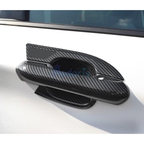 Carbon Fiber Color Door Handle Bowl Cover Strips Garnish Trims Sticker Car Styling For Ford Explorer U625 2020 2021 Accessories