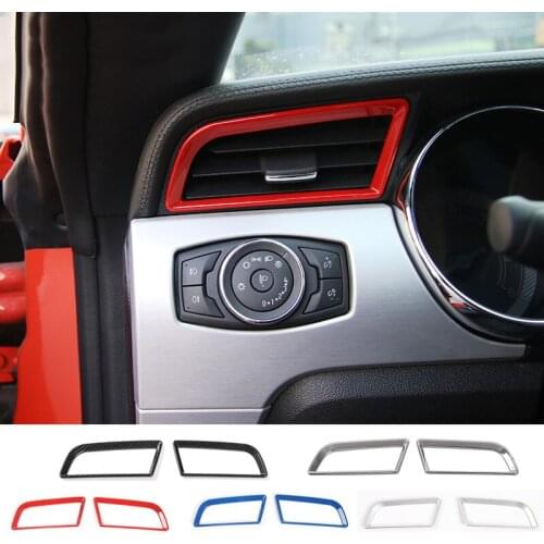 MOPAI Car ABS Interior Dashboard Decoration Side Air Condition Vent Cover Ring Stickers For Ford Mustang 2015 Up Car Styling