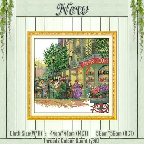 A street cafe diy painting decor counted printed on the canvas DMC 11CT 14CT kit Chinese Cross Stitch embroidery needlework Set