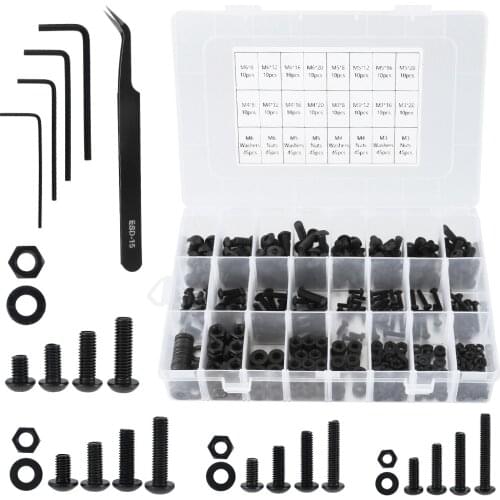 520pcs Grub Screws M3 M4 M5 M6 Hex Button Head Socket Cap Threaded Assortment Kit Hex Drive Bolts Nuts Fixing Parts Kits