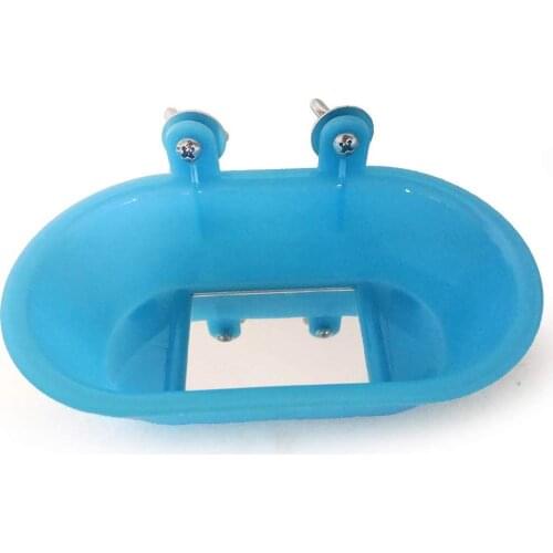 Bird Bath with Mirror Toy Fixable Parrot Bathroom Tub for Small Brids Canary Budgies Parakeets