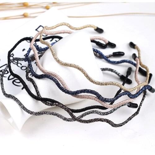 Wavy Shiny Head Hoop Women Chic Thin Glitter Headband Metal Hair Hoop Elastic Stretch Hairband Turban Girls Hair Accessories