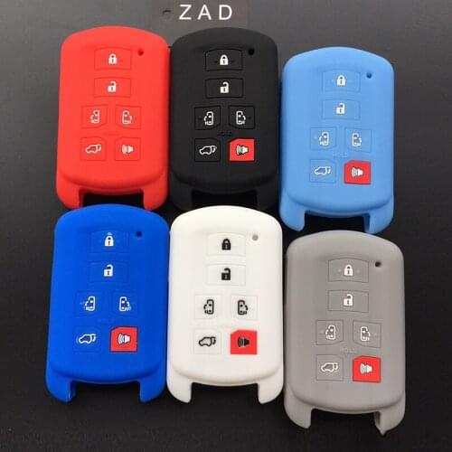 ZAD 6 buttons remote silicone car Key cover case set shell key holder skin protector for toyota Sienna se
