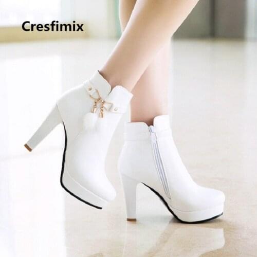 Marlisasa Women Casual High Quality White Autumn Ankle Martin Boots Lady Cute Sweet Boots Black Pu Leather Winter Boots F2298