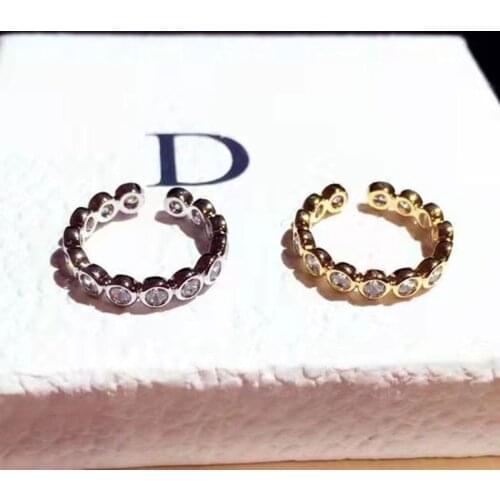 Silver gold Adjustable Simple Ring for Women with Bling Zircon Stone Wedding Engagement Fashion Jewelry