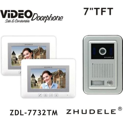 ZHUDELE Home Intercom System Kits 7" LCD monitor Speakerphone intercom Color Video Door Phone doorbell support CCTV Camera 1V2