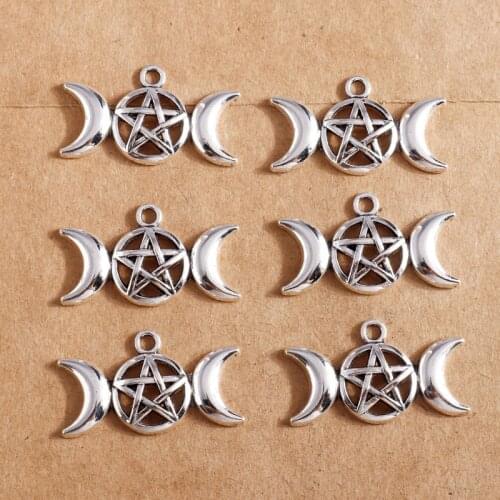 20pcs 29*17mm Vintage Star Moon Charms Pendants for Making Nacklaces Earrings Bracelets DIY Handmade Jewelry Findings Crafts