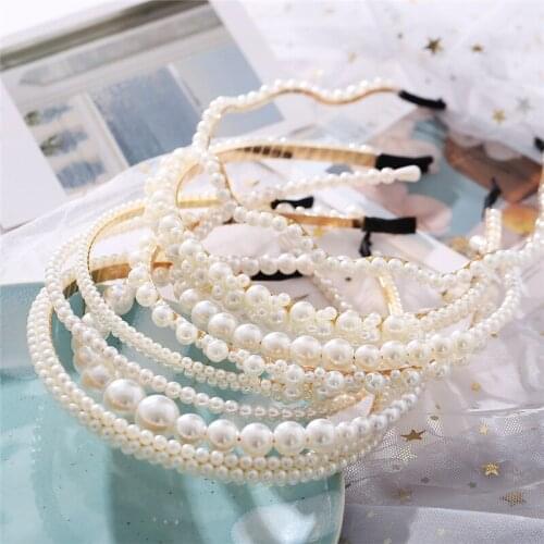 2021 Fashion Big Pearl Headband For Women Girls Hair Hoop Vintage Hairband New Hair Accessories Jewelry Headwear hair clips