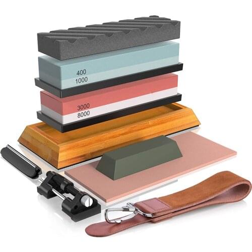 400/1000 3000/80000 Grit White Corundum Whetstone Flattening Stone Angel Guide Set for Cutter Sharpening