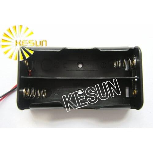 FREE SHIPPING 10PCS x 2x 18650 7.4V Plastic Black Battery Storage Case Box Holder Socket With150mm Wire Leads