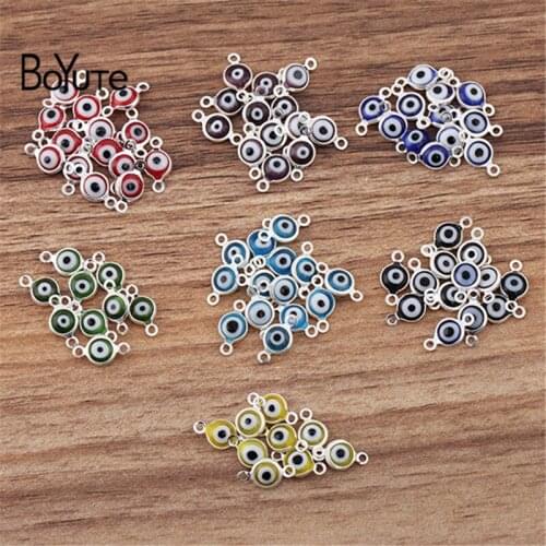 BoYuTe Mix Colors Random (100 Pieces/Lot) 6MM Eye Connector Charms Jewelry Accessories DIY Handmade Materials