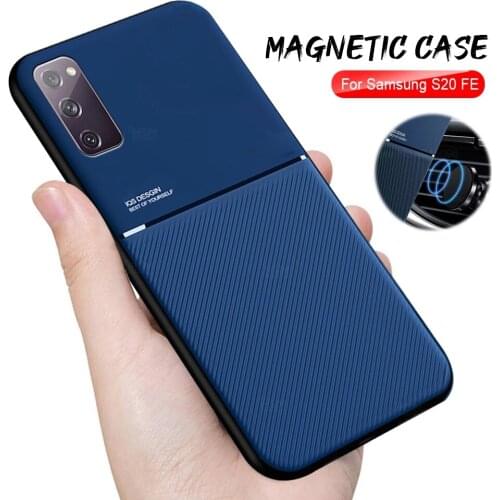For Samsung S20 FE Case Shockproof Magnetic Car Holder Phone Cover On For Samsung Galaxy S20 S 20 FE S20FE Leather Texture Coque