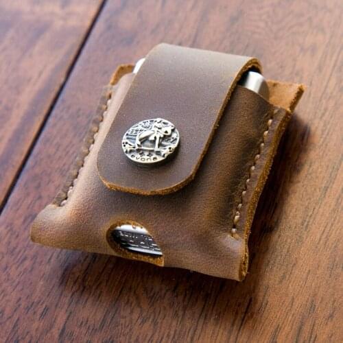 Cowhide Lighter Case Genuine Leather Handmade Small Z Protective Cover Bag Retro Portable Sheath Belt Bag Men Cigarette Tools