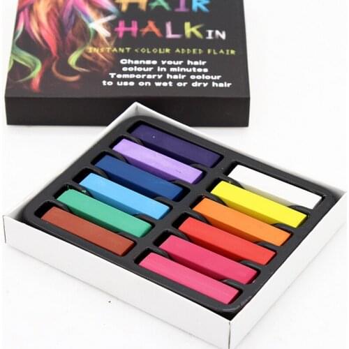 Hot Sale 1 SET 12 Colors Non-toxic Hair Chalk DIY Easy Temporary Salon Colors Hair Chalk Dye Soft Hair Pastels Kit Hair Beauty