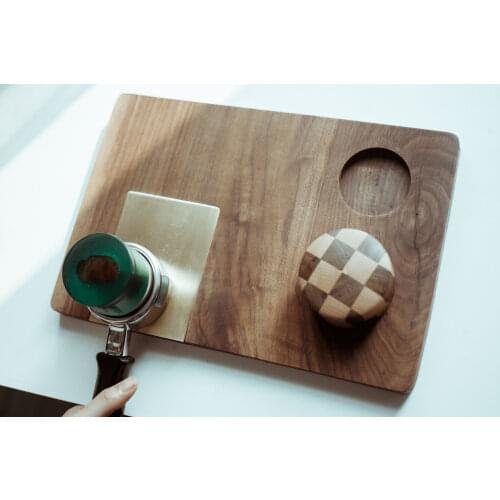 Coffee Tamping board Tamping mat with wood and Brass Espresso Accessories