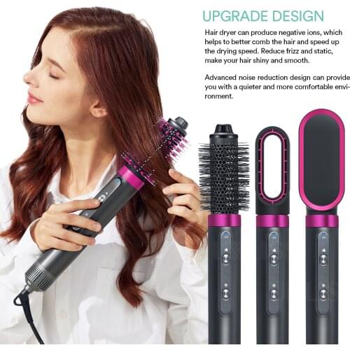 Electric Hair Dryer Blow Dyer Comb Curling Iron Wand & Striaghtening Hot Air Brush Round Comb Ratating Curls Hairdryer Brush