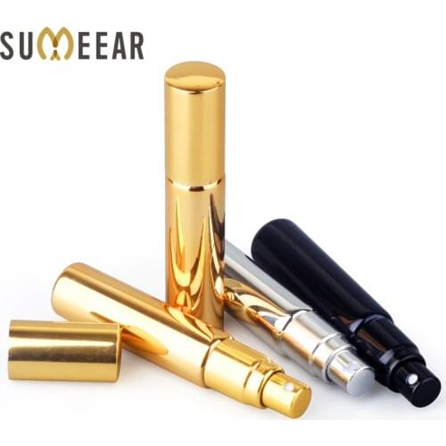 20 pcs/lot 10ML Perfume Bottle UV Plating Glass Refillable With Aluminum Atomizer Spray Bottles Sample Empty Containers
