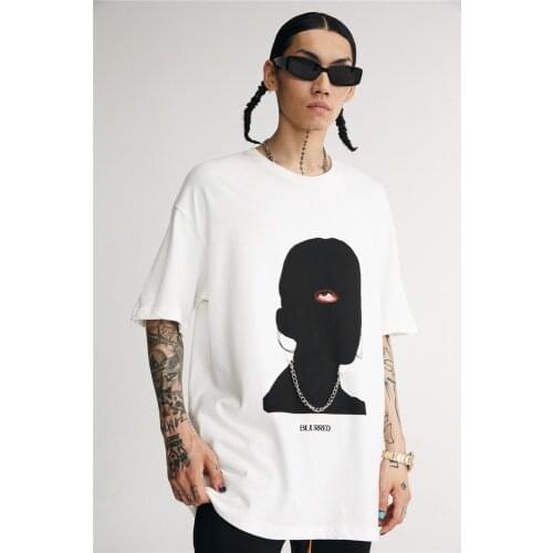 Streetwear Personality Face Printed Men Oversized tshirts Loose Short Sleeve Mens Casual t shirt Top Tees Women Cartoon tshirts