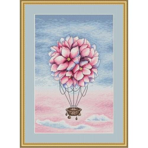 GG Counted Cross Stitch Kit Potted cactus Handmade Needlework For Embroidery 14ct Cross Stitch Flower balloon