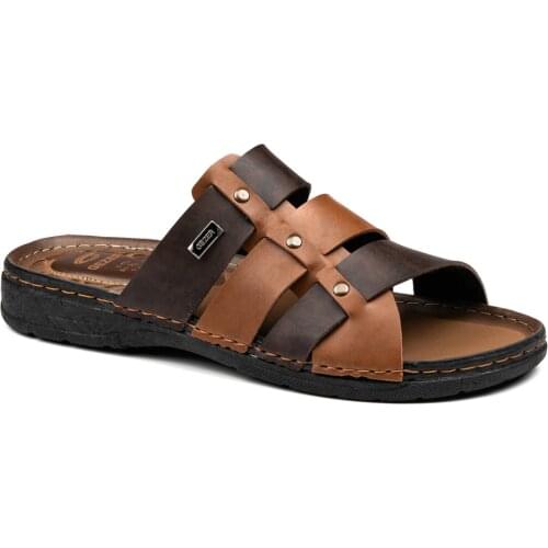 Summer Men 'S Brown Taba Gladiator Slippers Soft with Heel Support Orthopedic Daily Home Slipper Solid Stitching Quality Style 2021