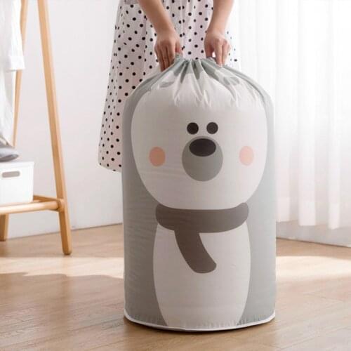 Cute Bear Household Container Storage Shoe Rattan Collapsible Bag Clothes Cotton Blanket Bed Cover Wardrobe Sweater Organizer