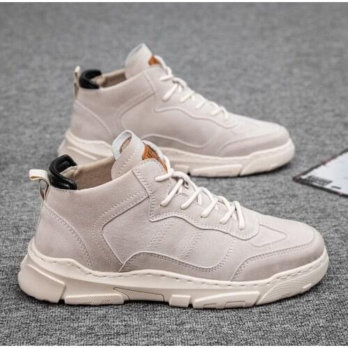 Mens Casual Shoes Damping Popular Hard-Wearing Comfortable High Top Lace-up Fashion Shoes For Men Breathable Flats Shoes