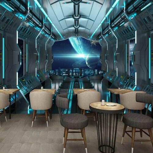 Custom Mural Wallpaper Modern 3D Stereo Space Capsule Wall Painting Restaurant Bar KTV Background Wall Decor Papel De Parede 3 D