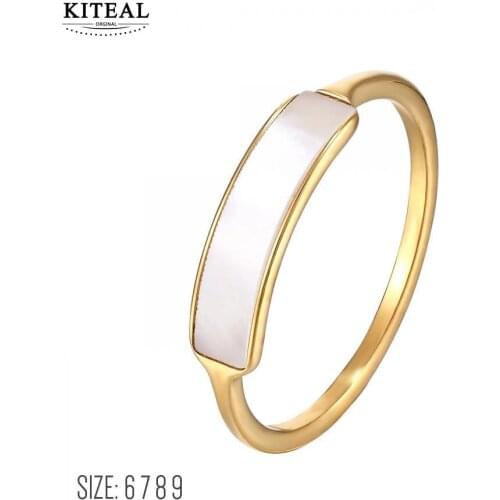 KITEAL Hot New 18KGP Gold Filled size 6 7 8 Girl female ring Reduced White Shell opal Engagement Jewelry Accessories