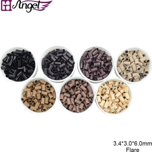 Wholesale 50000pcs(50bottles) 3.4*3*6mm Copper Flare Hair Beads Micro Rings/Tubes/Links for Human Hair Extension Attach Tool