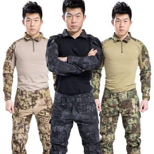 Tactical Military BDU Uniform Clothing Army Tactical Shirt Pants Suit Camouflage Hunting Clothes Kryptek Black Tan Green Python
