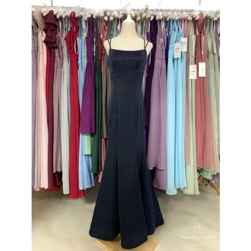 MIdnight Navy Evening Dress 2021 New Shimmer Boat neck Decorative bow sexy beauty luckgirls Customizable fashion Mocini Tailor