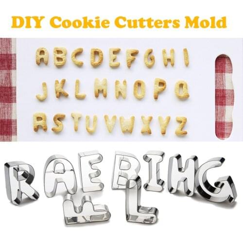 Stainless Steel Letters Cookie Cutters Decorating Tool DIY 3D Cake Cookie Mold Fondant Cutters Mold 26 pc Baking Tools Bakeware