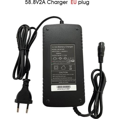 58.8V 2A Charger Adapter for 52V Electric Scooter Lithium Battery Charger Replenisher Loaders Chargers E Bike Accessories
