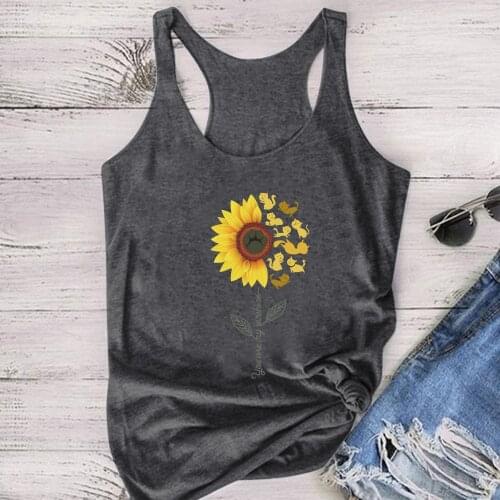 Sunflower Cats You Are My Sunshine Printed Tanks Tops Women Summer Aesthetic Tops for Ladies Round Neck Sleeveless Streetwear