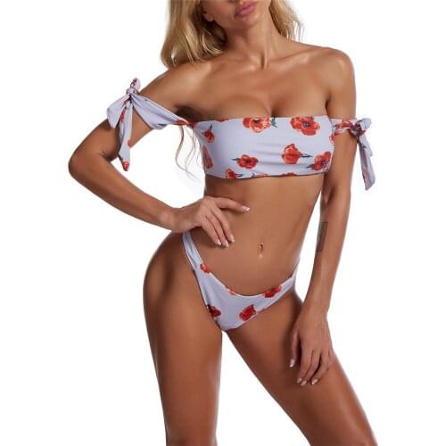 Womens Bikini Set Bandeau Swimsuit Push Up Women Clothing 2021 Off Shoulder Swimwear Female Swim Bathing Suit Brazil Biquini