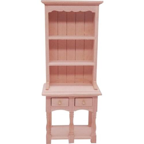 1/12 Wooden Dollhouse Miniature Unpainted Cupboard Cabinet Model Room Decor