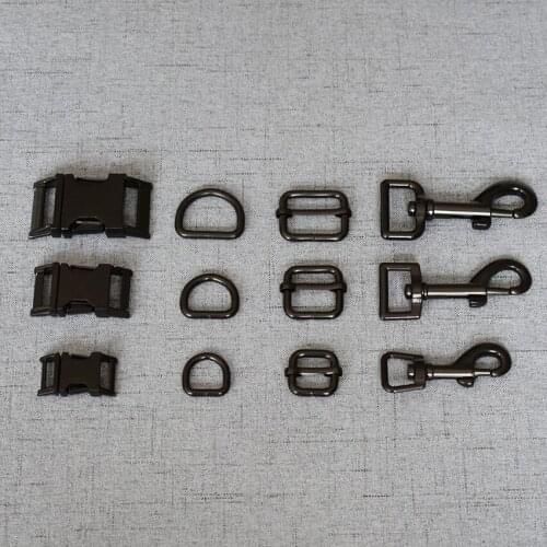 10 Sets 15mm/20mm/25mm Metal D Ring Snap Hook Adjustable Release Buckle DIY For Paracord Pet Dog Collar and Leash Accessories