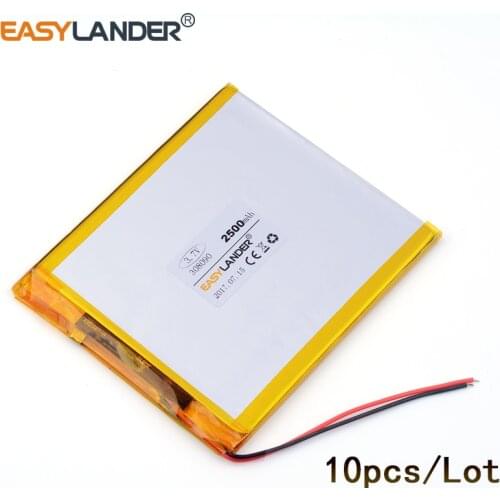 10pcs /Lot 3.7v lithium Li ion polymer rechargeable battery XHR-2P 2.54 308090 2500mah tablet computer batteries battery 038090