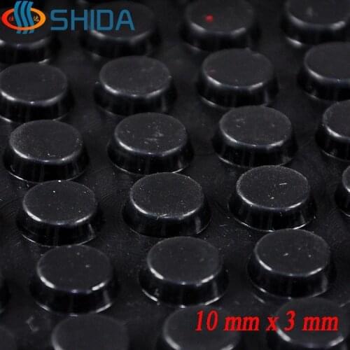 100 PCS 10*3mm Self Adhesive Black Anti Slip Silicone Furniture Bumper Pads, Flat Rubber Feet Pads for Cabinet, Shock Absorber