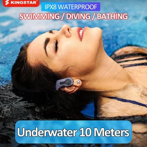 KINGSTAR Wireless Earphone IPX8 Waterproof Player Swimming Bone Conduction Headphone Bluetooth 5.0 HiFi Music 16G Memory Sports