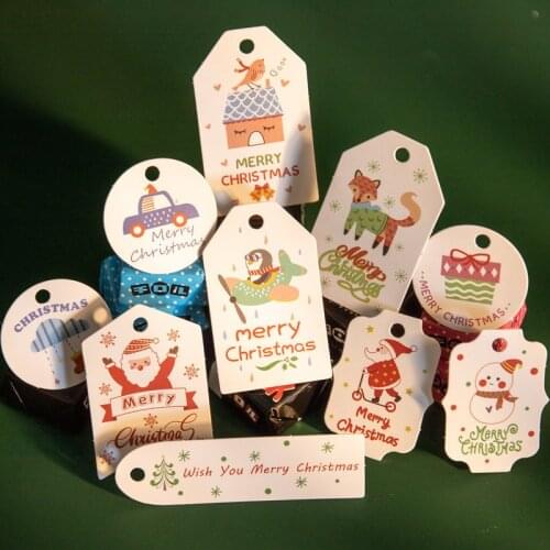 Printed Merry Christmas Paper Tags Card Cute Snowman Gift Label Tag DIY Hang Tags Candy Bags Wrapping Decor Xmas Favors Supplies