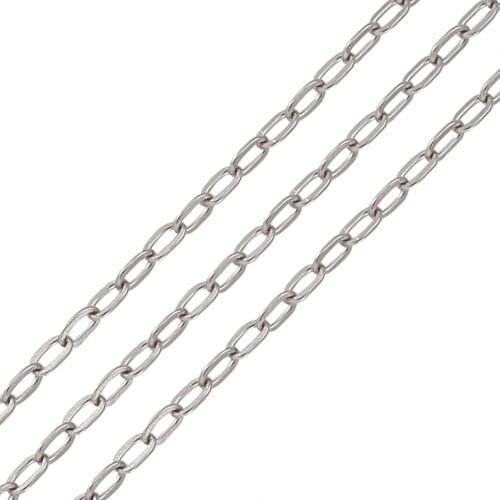 Pandahall 10m/lot Silver Color 304 Stainless Steel Cable Chains Necklace Chain Bracelet Findings For Jewelry Making 4.5x2.5mm