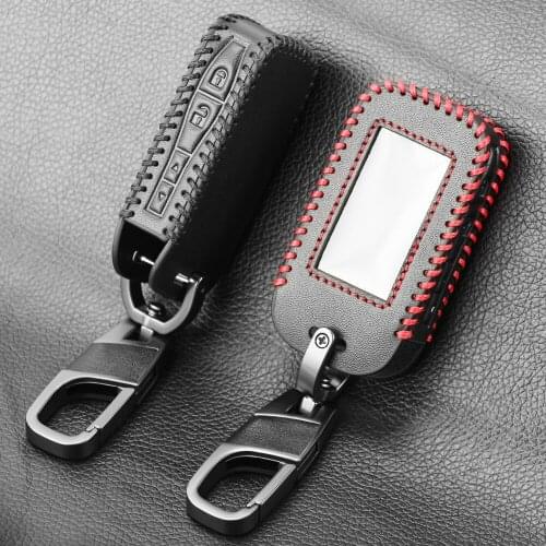 Genuine Leather Case Key Cover For Starline E90 E63 E91 E61 E95 E66 E60 LCD Two Way Car Alarm Remote Case Keychain Transmitter