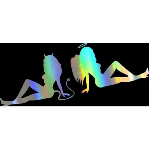 DecalsMe 20*7cm 3D Car Sticker Vinyl Scratches Beauty Temptation To Angels And Demons FunnyDecals On Car Styling