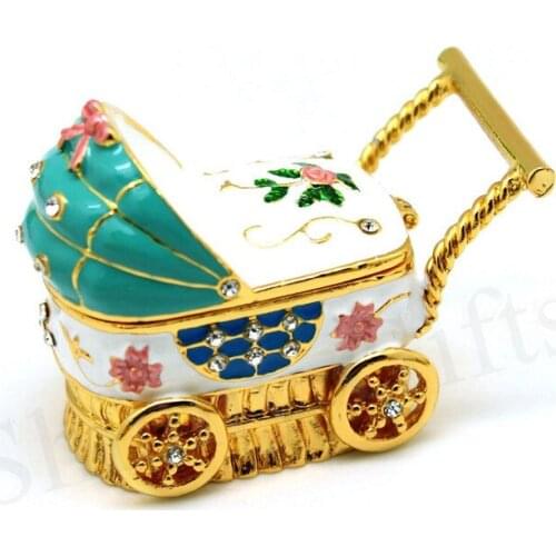 Baby Car Trinket Box Carriage baby care metal Craft Box Birthday Gifts