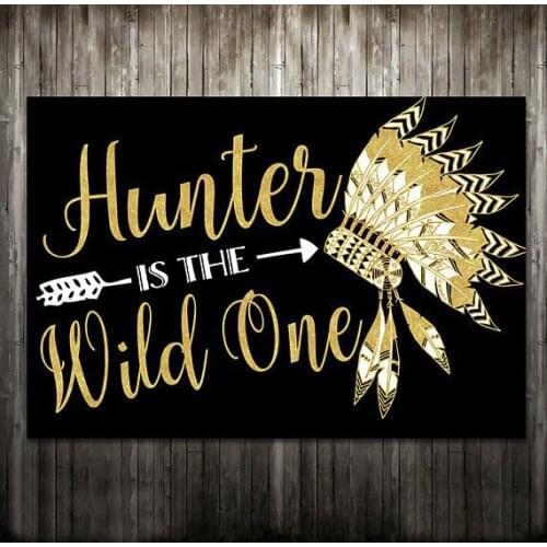 Wild One first Birthday Tribal Black and Gold background High quality Computer print party backdrops