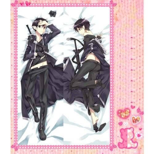 Anime Cartoon Sword Art Online Double Bolster Hugging Pillow Case Pillow Cover Pillowcase Peach Skin 2 Way No.53089