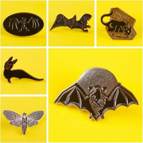 Halloween Carnival Black Punk Badge On Clothes Ghost Skeleton Skull Bat Pins enamel pin Badges Brooch Spooky Dead Animal Jewelry