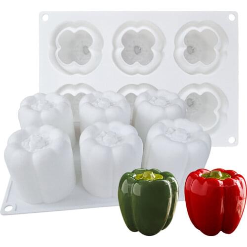 3D 6 Even Pepper Mousse Cake Mold DIY Sweet Pepper Snake Fruit Model Ice Cream Mold Handmade Baking Utensils